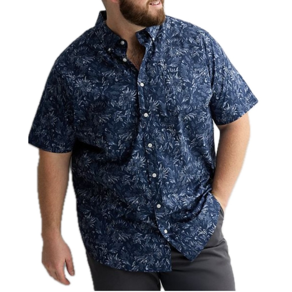 Old Navy Casual Button-Down Shirt Blue w/ Boardwalk Print Men's Size XL